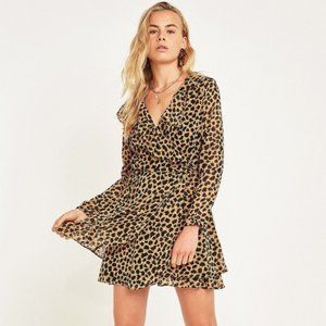 NWT FREE PEOPLE FRENCHIE LEOPARD PRINT WRAP DRESS (XS)